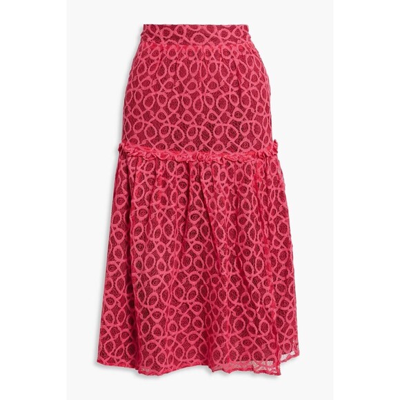 Walter Baker Skirt Size 0 Cerise Hydee Ruffle-Trimmed Crochet Lace Skirt - Picture 11 of 12